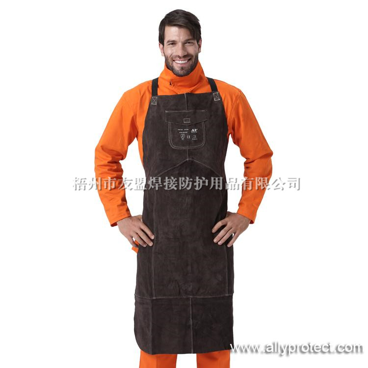 AP-6100 炭啡色全皮護胸圍裙